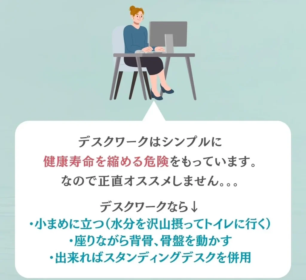 デスクワークは小まめに動く!
